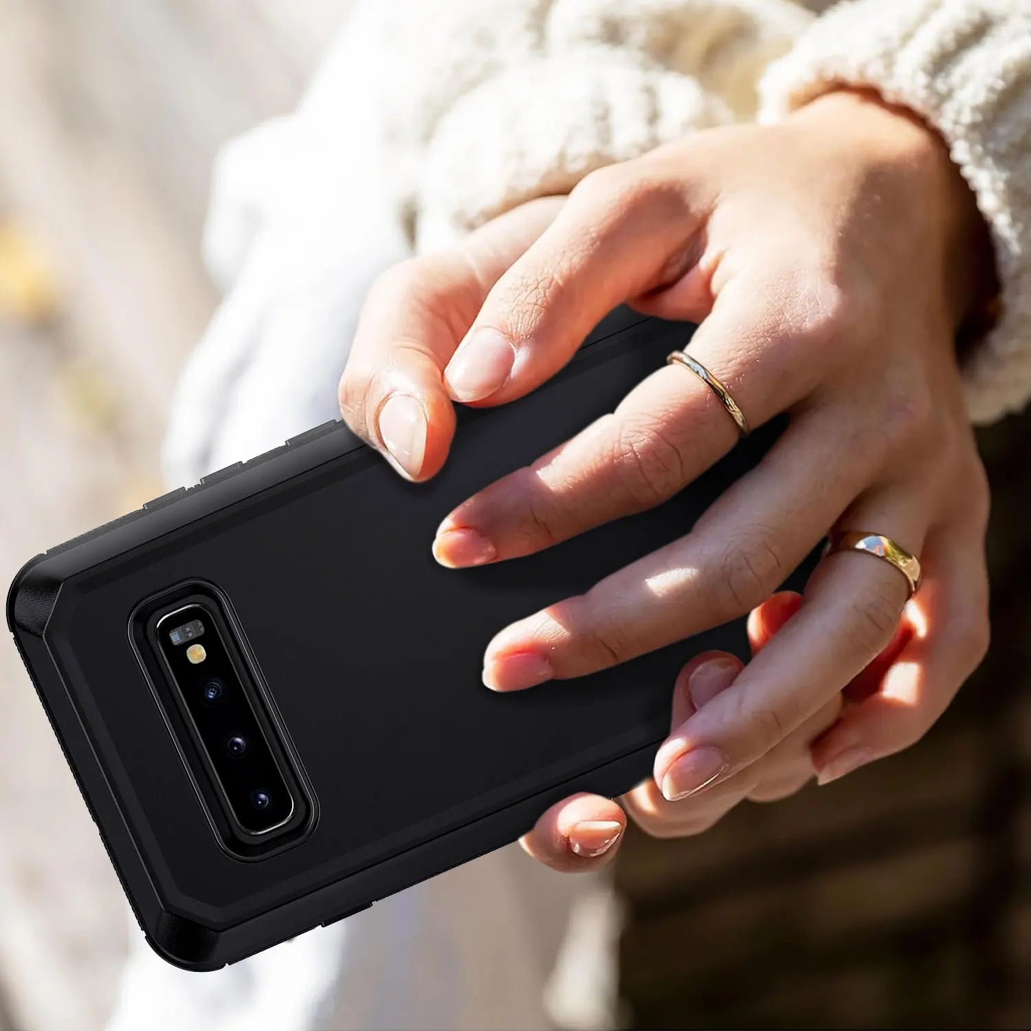 Black For Samsung Galaxy S10+ Plus S10 S10E Case Heavy Duty Shockproof Hard Protective Rugged Hybrid 3in1 Layers Phone Cover Car Mobile World