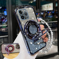 Glitter Crystal Bracelet Phone Holder Case For iPhone 16 15 14 13 12 11 Pro Max XS X XR 7 8 Plus SE2020 Bracket Shockproof Cover