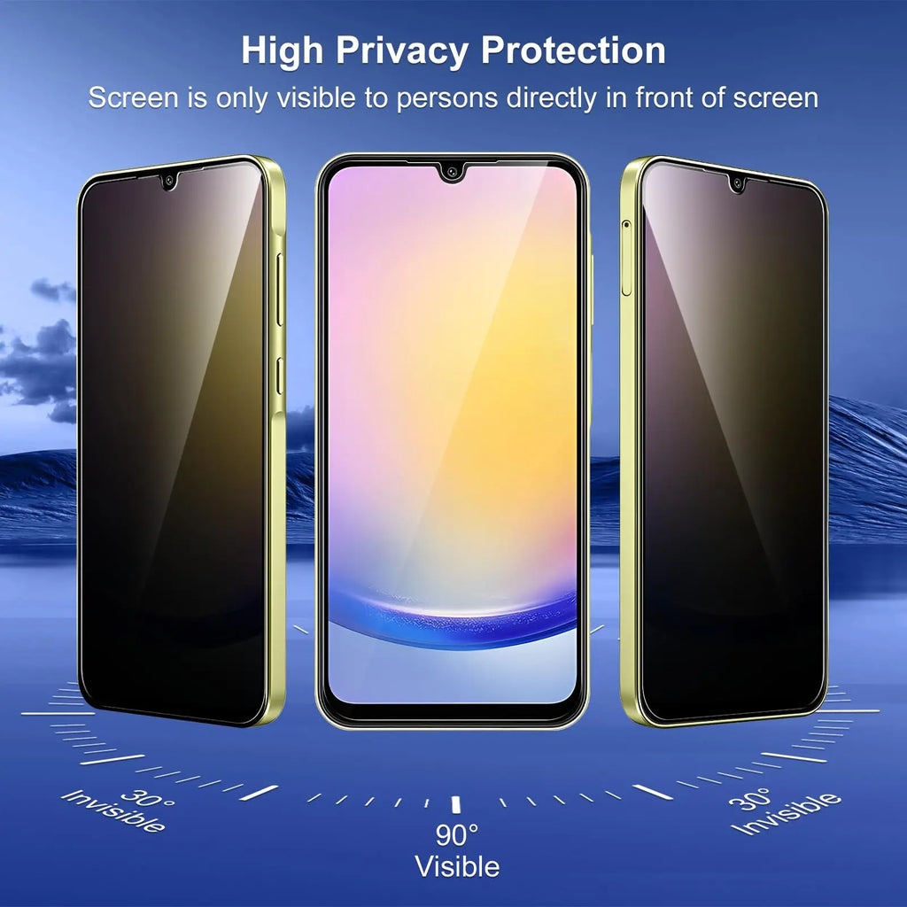 Anti Spy Screen Protector For Samsung Galaxy A25 5G Privacy Tempered Glass 9H Anti Peep Scratch SELECTION Fast High Aluminum Car Mobile World
