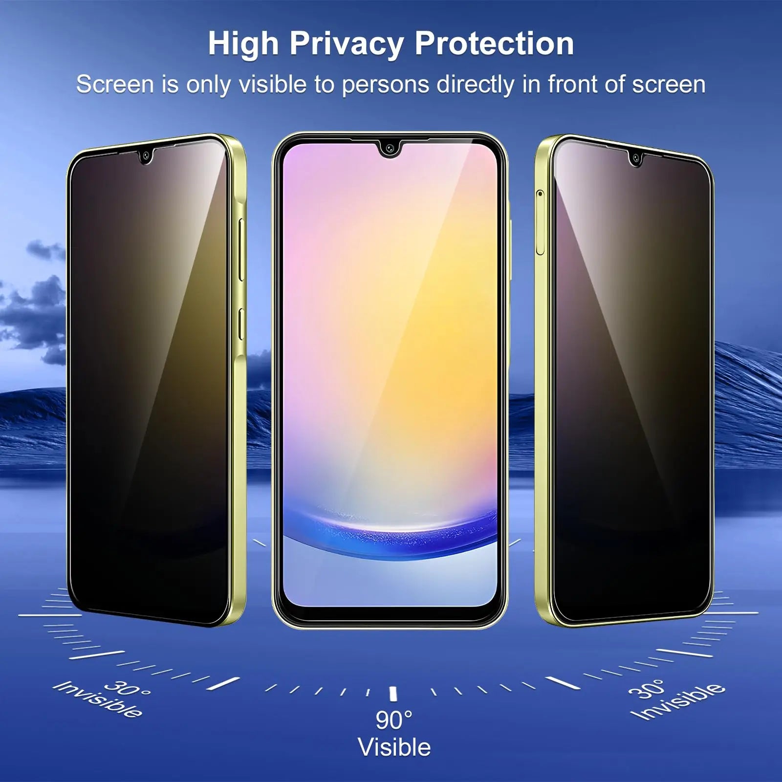 Anti Spy Screen Protector For Samsung Galaxy A25 5G Privacy Tempered Glass 9H Anti Peep Scratch SELECTION Fast High Aluminum Car Mobile World