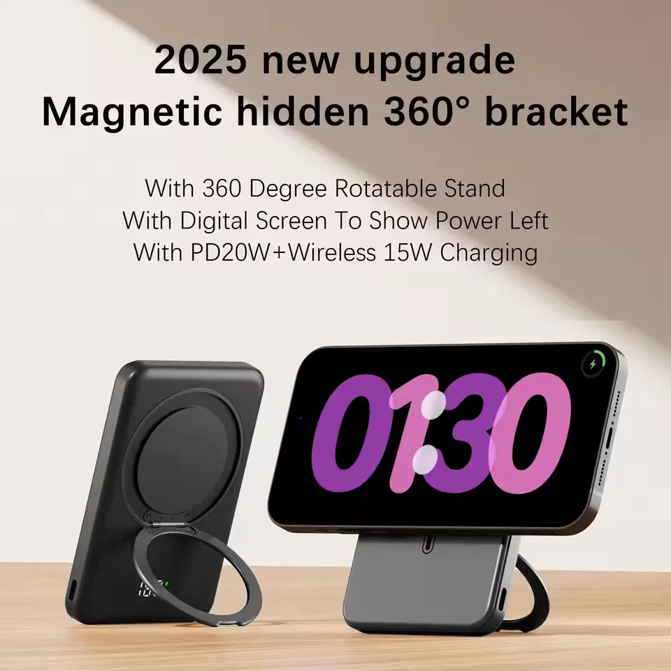 Magnetic Power Bank 10000mAh Wireless Fast Charger Stand  For MagSafe Powerbank Portable External Battery For iPhone Samsung Car Mobile World