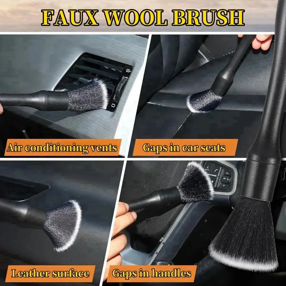 4-5PCS Car Interior Detailing Brush Set Air Vent Clean Crevice Sweep Dust Duster Auto Wash Tools with Brush for Vehicle Cleaning