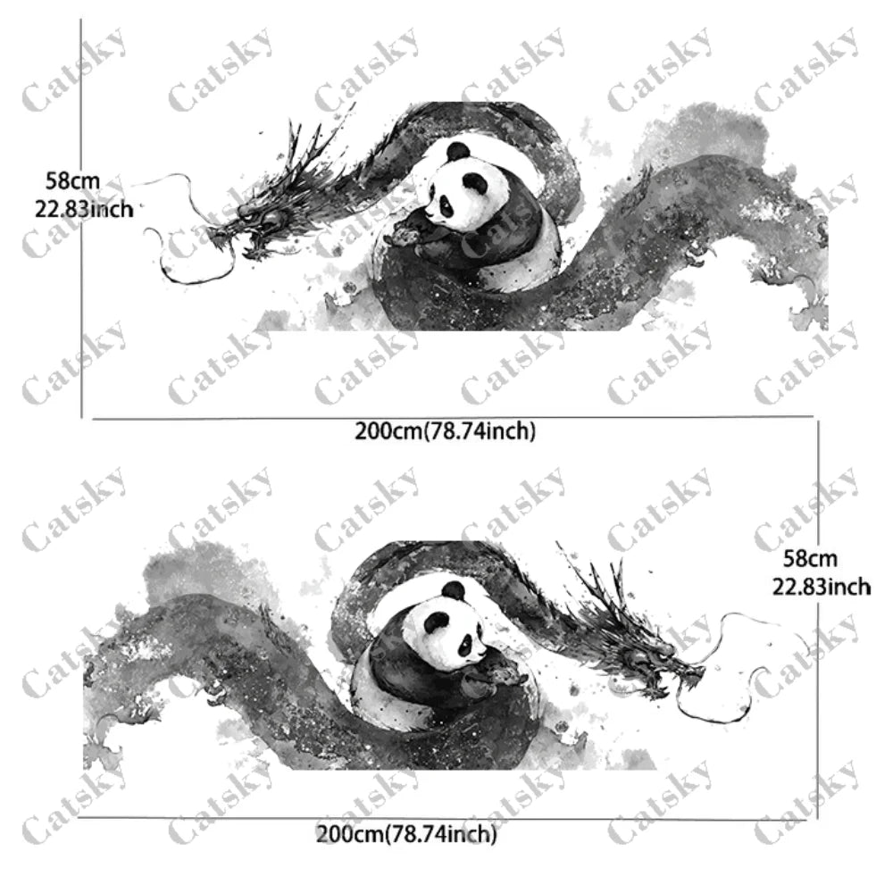 Artistic Ink Dragon Chinese Panda Car Vinyl Wraps Decal Self-adhesive PVC Sticker Suitable for Trucks SUV Decor Auto Accessories