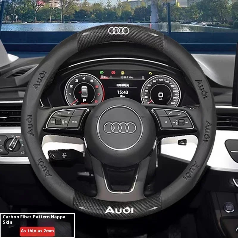 Car AntiSlip Carbon Fiber Leather Steering Wheel Cover For Audi A3 A4 A5 A6 A7 A8 Q1 Q2 Q3 Q5 Q7 Q8 S3 S4 S5 S6 RS3 RS4 RS5 TT CM World