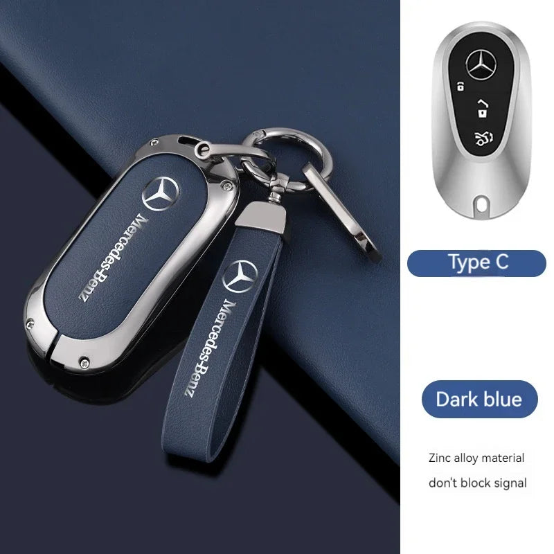 1pcs Leather Car Smart Key Case Cover Shell Fob Holder For Mercedes Benz A B C E S  R-Class C43 CLA GLB GLC GLK SLK SL Vito W20 CM World