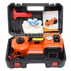 12V 5T Car Electric Hydraulic Floor Jack, Tire Inflator Pump And LED Flashlight 3 In 1 Set With Safe Hammer