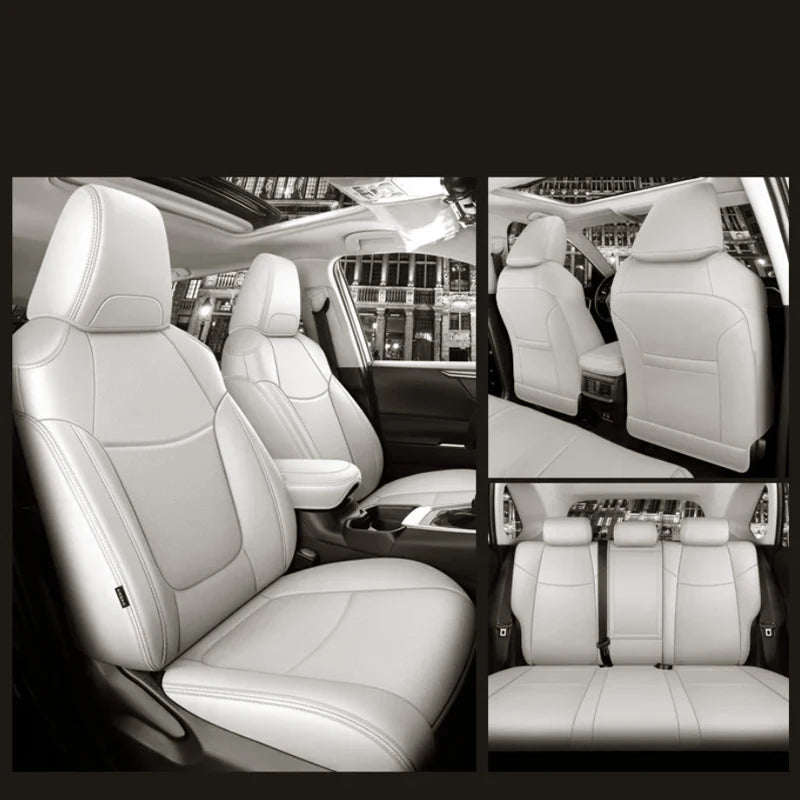 Custom Fit Car Seat Covers Accessories 5 Seat Full Set Middle Perforated Genuine Leather for Toyota RAV4 Corolla CHR Prius Camry CM World