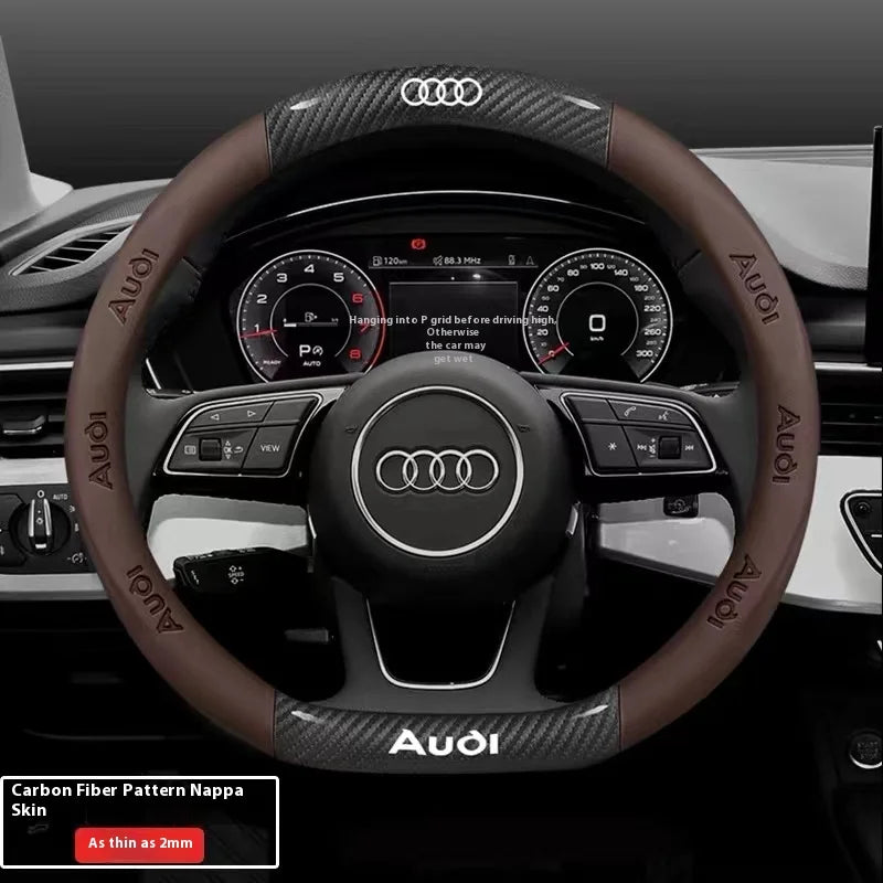 Car AntiSlip Carbon Fiber Leather Steering Wheel Cover For Audi A3 A4 A5 A6 A7 A8 Q1 Q2 Q3 Q5 Q7 Q8 S3 S4 S5 S6 RS3 RS4 RS5 TT CM World