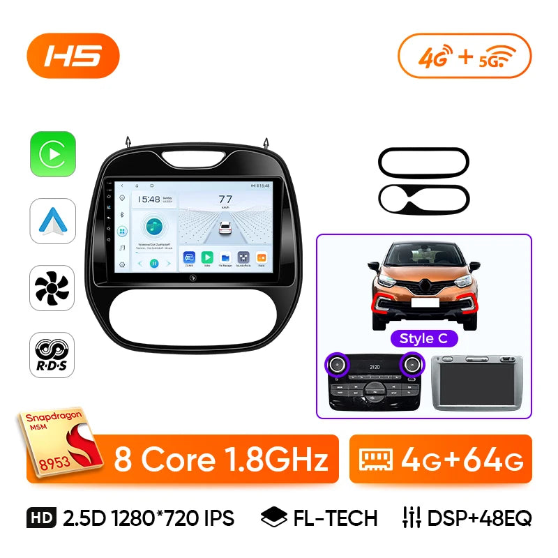 Ainavi Android 13 Car Radio For Renault Captur CLIO Samsung QM3 2014 - 2020 Kaptur Car Multimedia Wireless Carplay Android Auto CM World