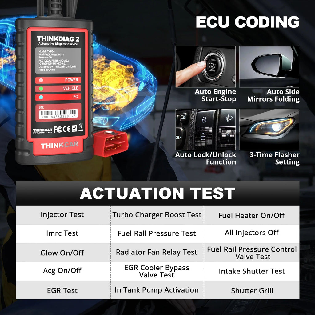 ThinkDiag 2 ALL software 1 Year Free Update Auto Diagnostic tool support CAN FD ECU Coding Bidirectionnal 16 reset OBD2 Scanner Car Mobile World