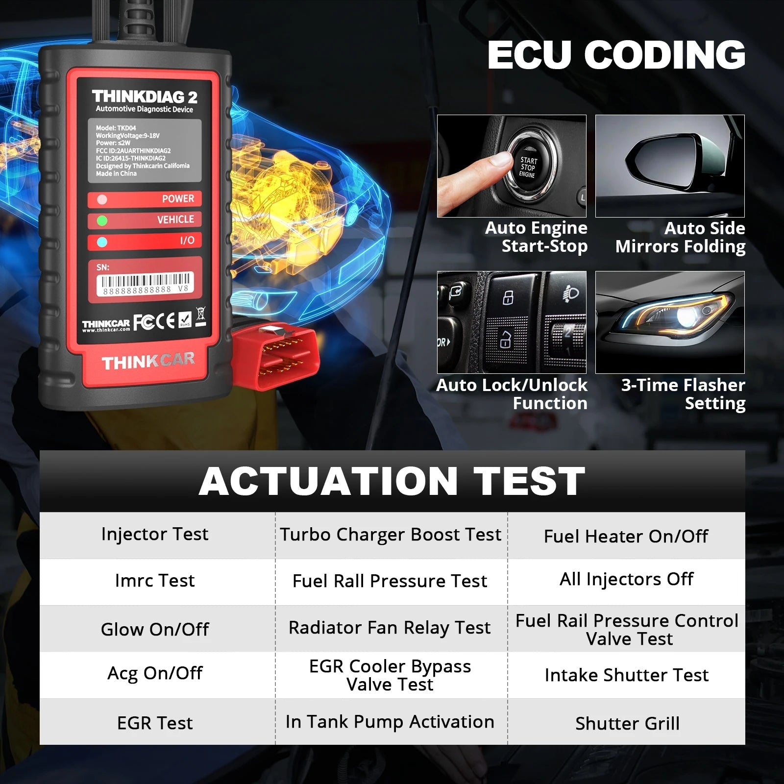 ThinkDiag 2 ALL software 1 Year Free Update Auto Diagnostic tool support CAN FD ECU Coding Bidirectionnal 16 reset OBD2 Scanner Car Mobile World