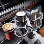Car Dual Cup Holder Expander With Tray Phone Holder 360 Adjustable Table Slot Food Organized Tray Portable Drink Stand CM World