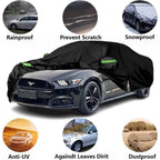 Waterproof Car Covers Compatible with 2015-2024 Ford Mustang with Zipper Door for Rain Snowproof UV Windproof Protection