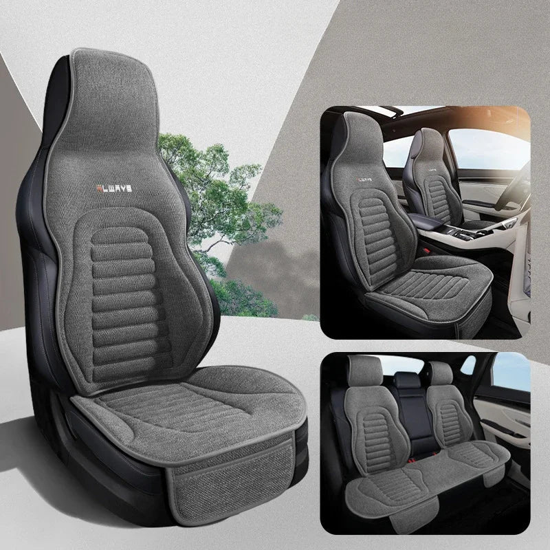 Flax Universal Car Seat Covers Four Season Breathable Car Seat Protector Pad Auto Accessories Interior Car Seat Covers Full Set CM World