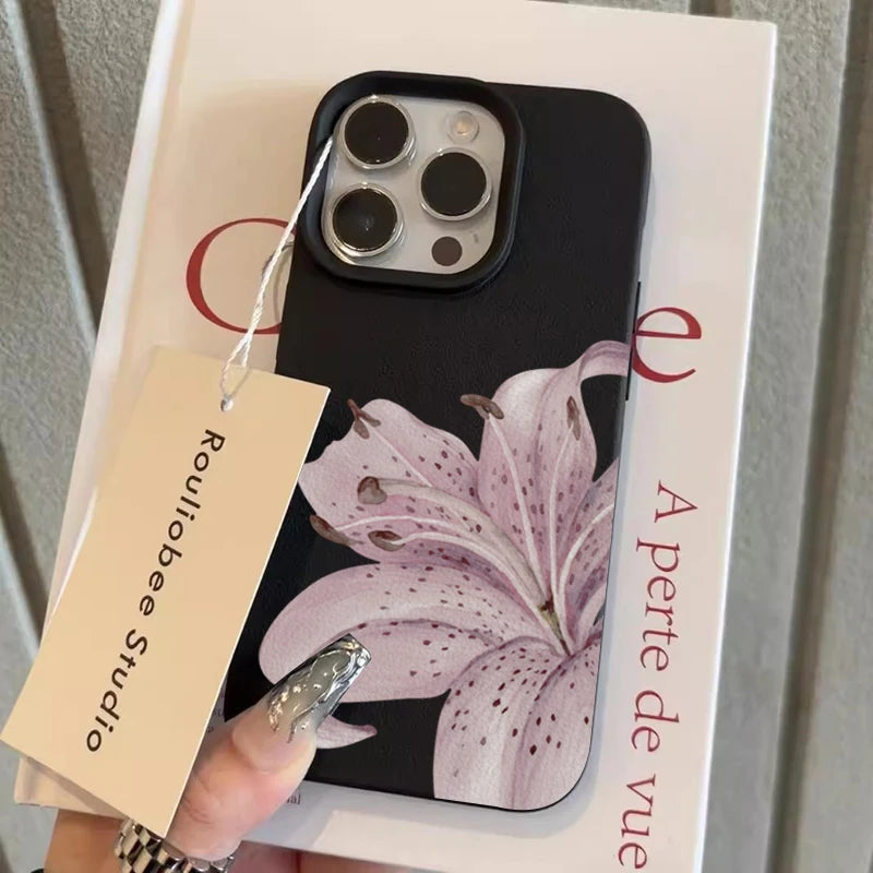 Purple Lily Flower Phone Case For iPhone 17 16 15 14 13 12 11 Pro Max Silicone Cover For iPhone Air XS X XR 16E 16 Plus 17 Funda