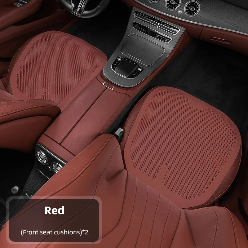 Four-Season Universal Car Seat Cushion Pu Leather Protective Pad Perforated Breathable Integrated Half-Cover Front and Rear Seat Cover Car Interior Accessories Black Red Mocha Brown Orange CM World