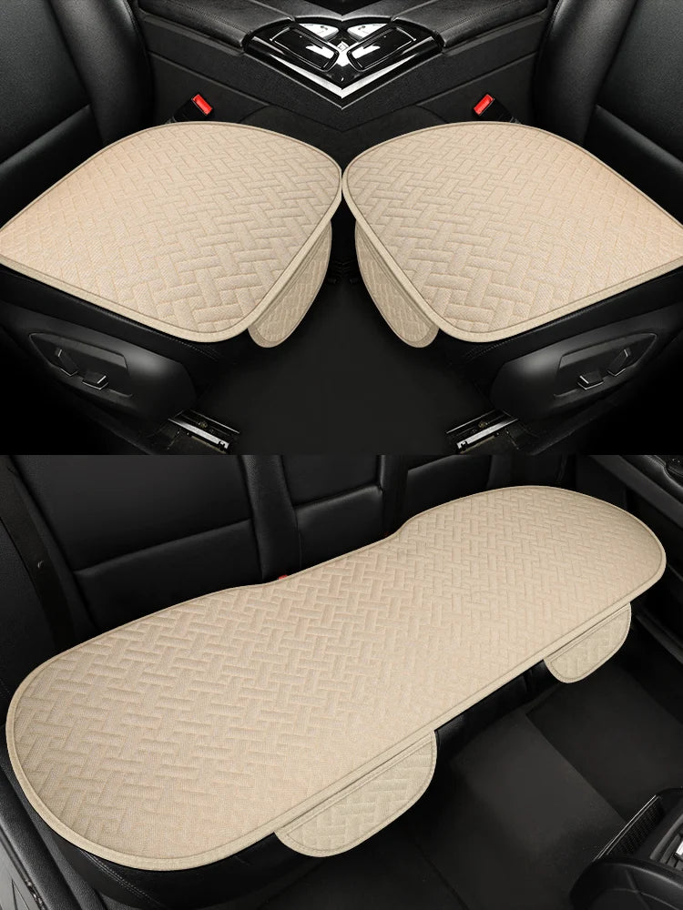 Car seat cushion, all season universal linen, driver's seat cover, small waist, single piece three piece set, half pack CM World