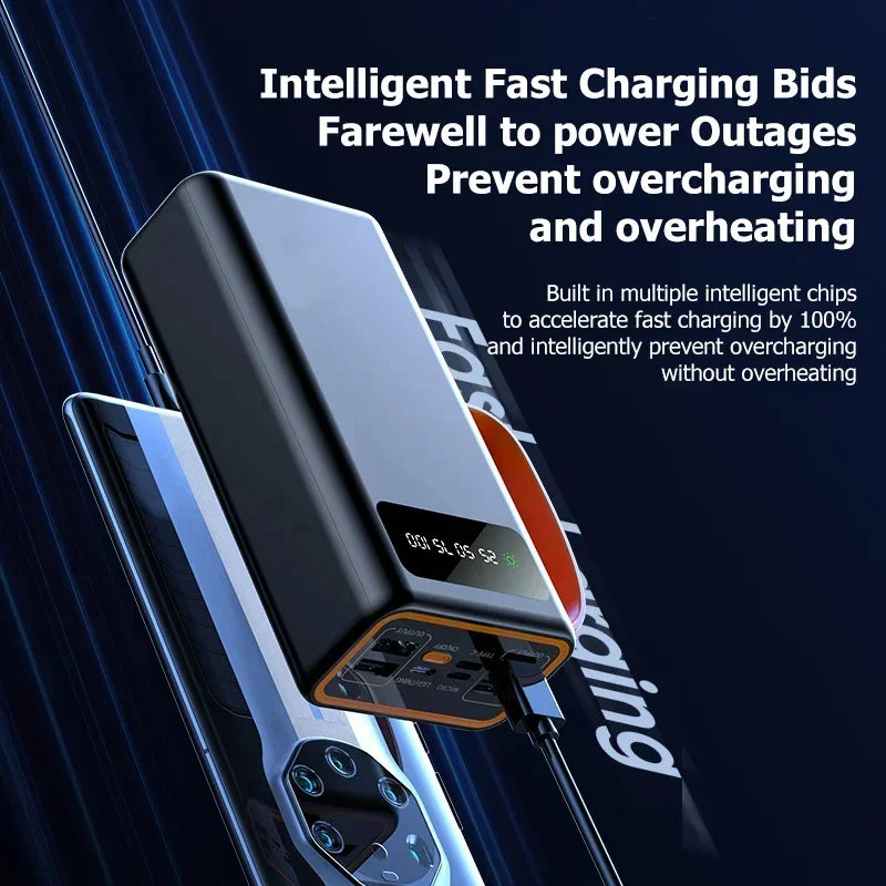 Lenovo 200000mAh Solar Jump Starter Big Capacity Built-in Cables External Battery LED Light For iPhone Huawei Xiaomi 2026