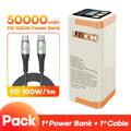 QOOVI 50000mAh Power Bank PD 100W Fast Charging Portable Large Battery Capacity Power Station For iPhone Laptop Samsung Xiaomi Car Mobile World
