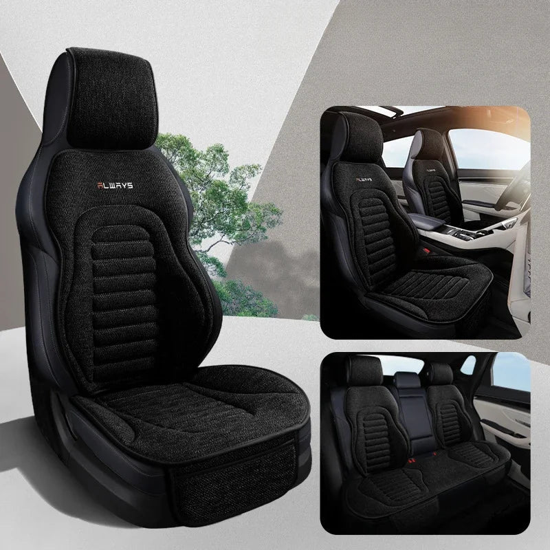 Flax Universal Car Seat Covers Four Season Breathable Car Seat Protector Pad Auto Accessories Interior Car Seat Covers Full Set CM World