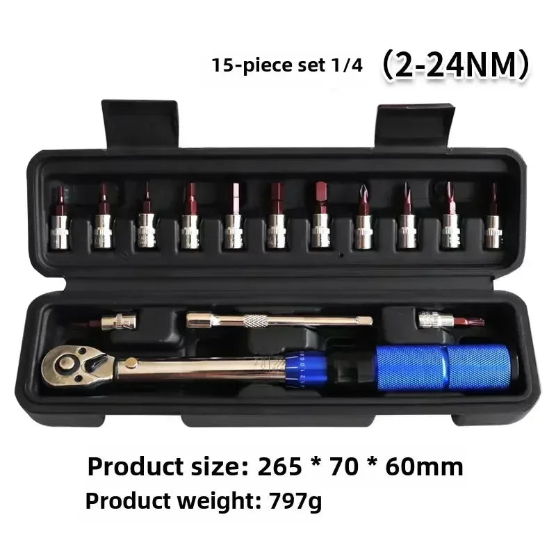 TINSOL Adjustable Torque Ratchet Wrench 1/4-inch Dual-Direction Bicycle Hex Socket Preset Wrench Professional Maintenance Tool CM World