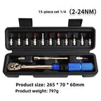 TINSOL Adjustable Torque Ratchet Wrench 1/4-inch Dual-Direction Bicycle Hex Socket Preset Wrench Professional Maintenance Tool CM World