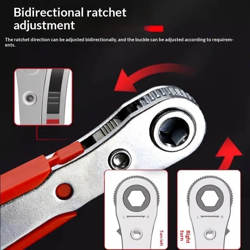 Universal Ratchet Wrench Multi-Purpose Adjustable Tool with Quick Release for Auto Repair