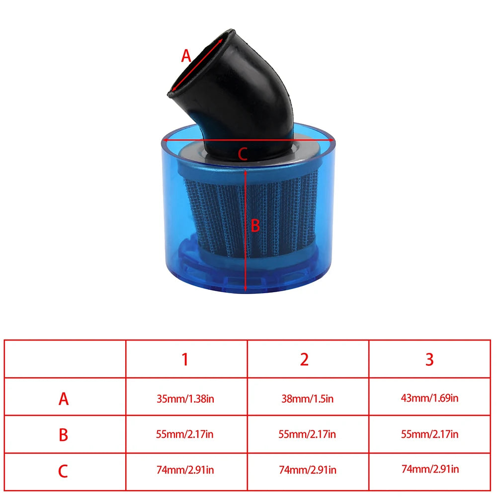 Motorbike Pit Dirt Bike ATV Waterproof Air Filter 35MM 38MM 43MM 125cc-250cc Universal Motorcycle Splash Proof Air Filter CM World