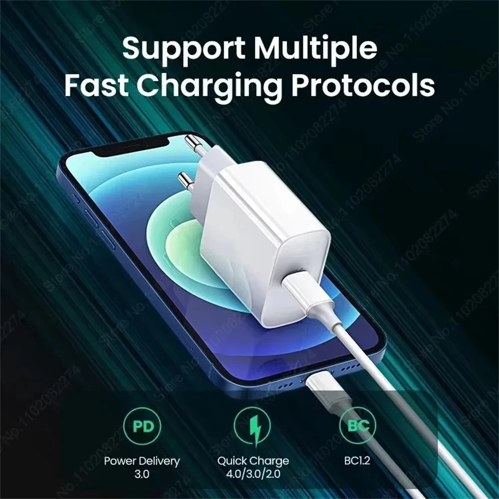 PD 40W USB C Fast Charger For Apple iPhone 16 15 11 12 13 14 Pro Max Plus Fast Charge Phone Charger USB Type C Cable Accessories Car Mobile World