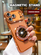 Diamond Mirror Magnetic Case For iPhone 17 Air 16E 16 15 14 Plus 13 11 12 16 Pro Max Magsafe Glitter Transparent Protector Cover