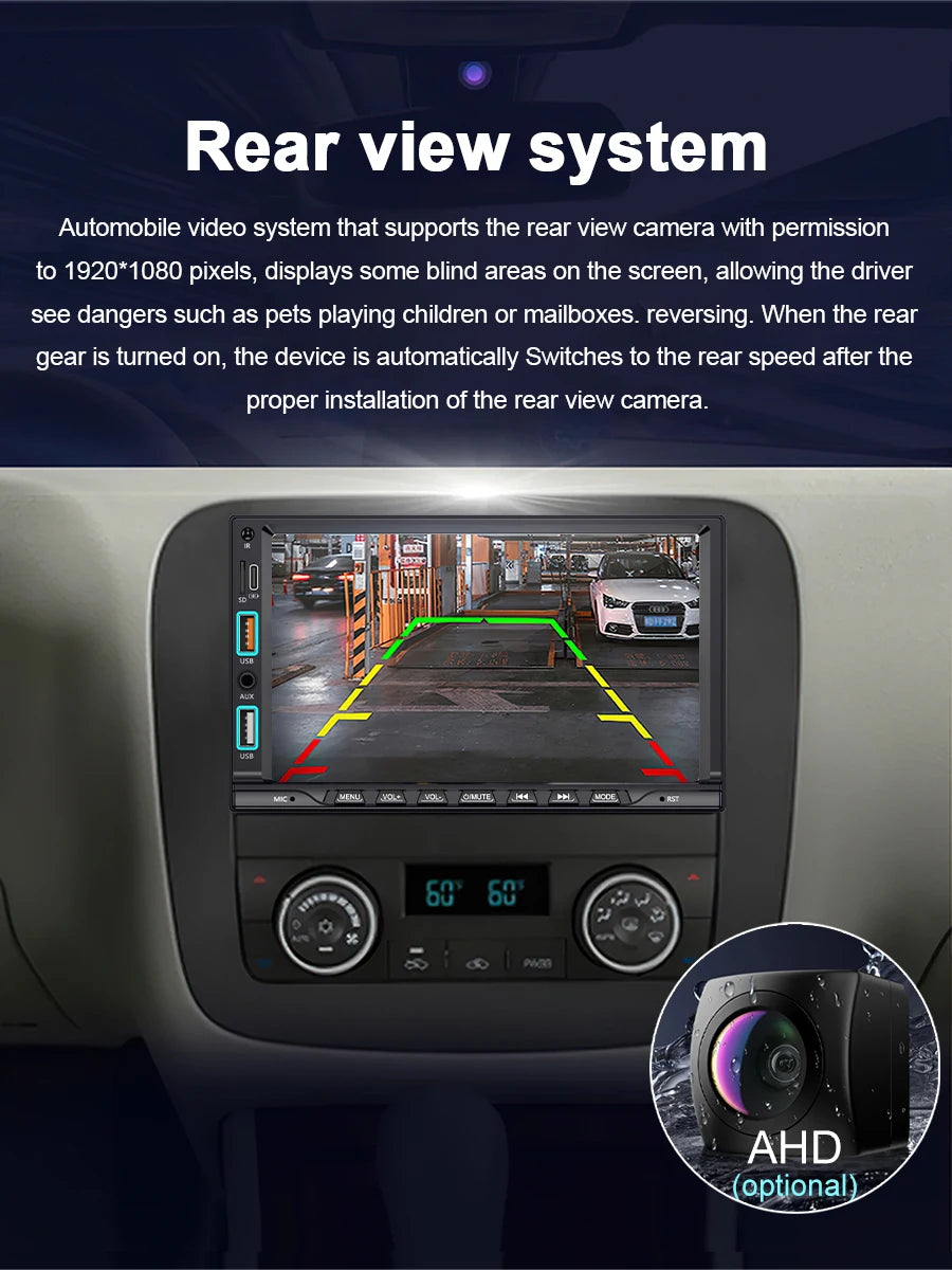 XIMA Universal 2din 7inch IPS Touch Screen Carplay Android Auto Car Radio Bluetooth FM Auxiliary Input Car Multimedia Player CM World