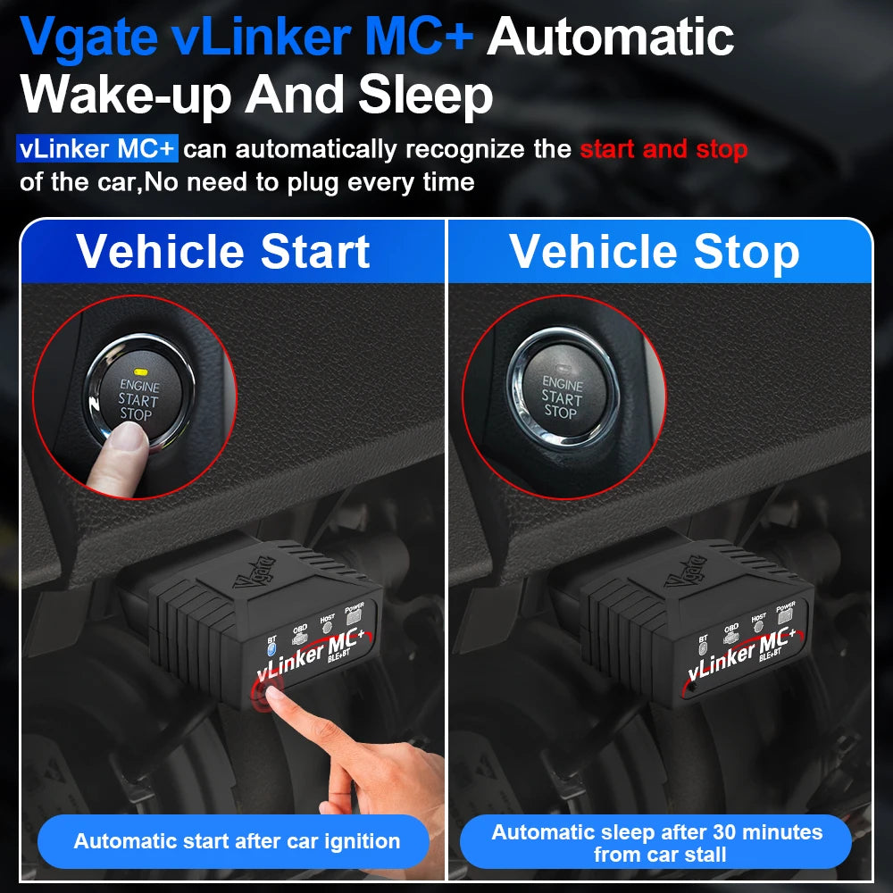 Vgate VLinker MC/MC+ ELM327 Bluetooth 3.0/4.0 OBD2 Scanner Car Diagnostic Tool for BimmerCode FORScan IOS/Android Code Reader