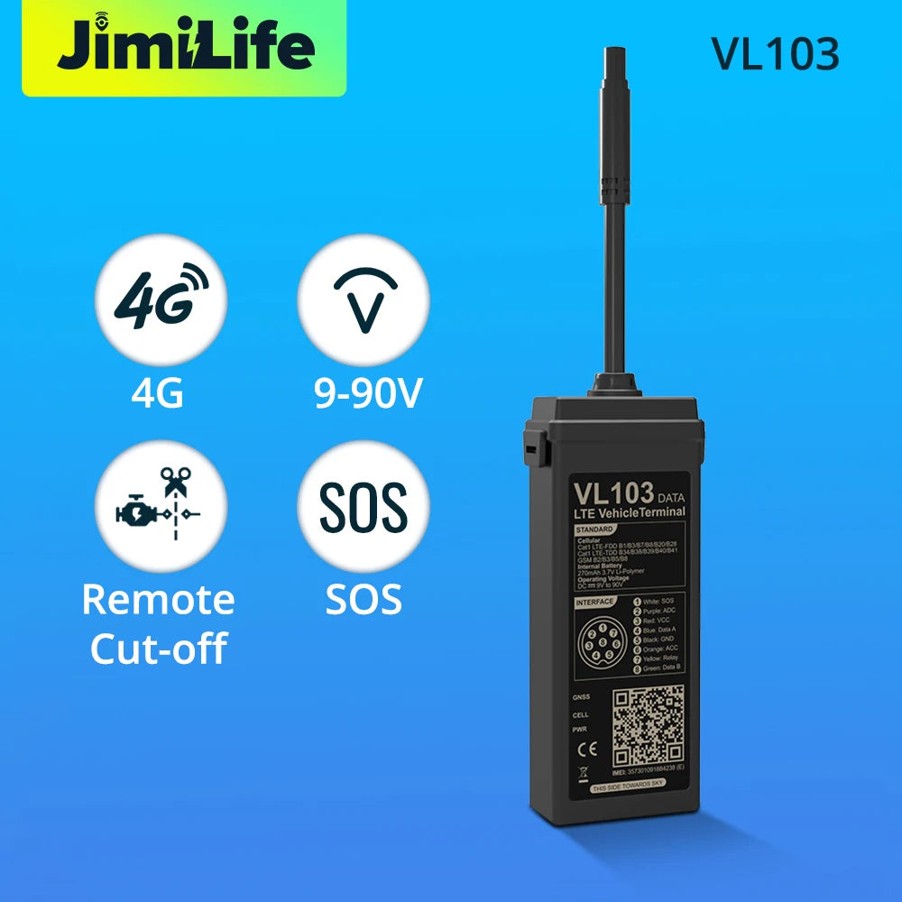 Jimi VL103D/M 4G Car GPS Tracker With Real-time Tracking Smart Alerts IP66 Waterproof Driving Behavior Remote Cut-Off Free APP CM World