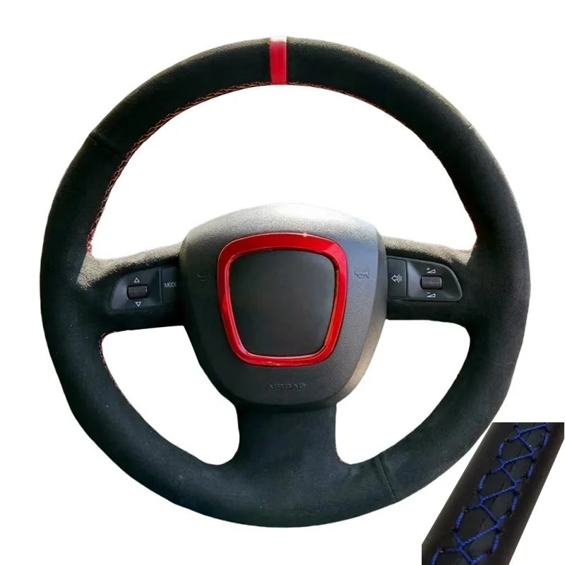 Non-Slip Suede Car Steering Wheel Cover Braid For Audi A3 8P Sportback A4 B8 Avant A5 8T A6 C6 A8 D3 Q7 8R Q5 4L S4 S3 CM World