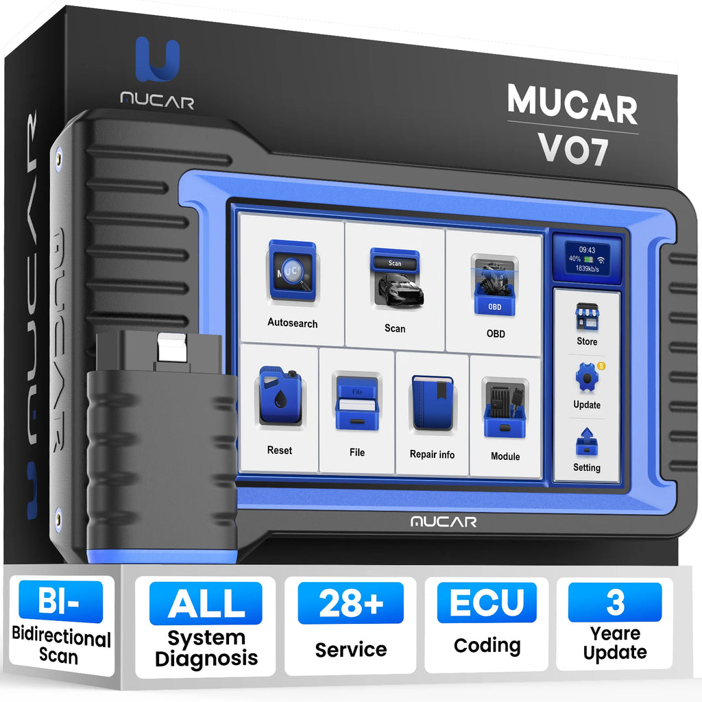 MUCAR VO7S/VO7 OBD2 Scanner Full System Diagnose 28 Reset Diagnostic Tool ECU Coding Active Test/Bi-directional Free for All Car CM World