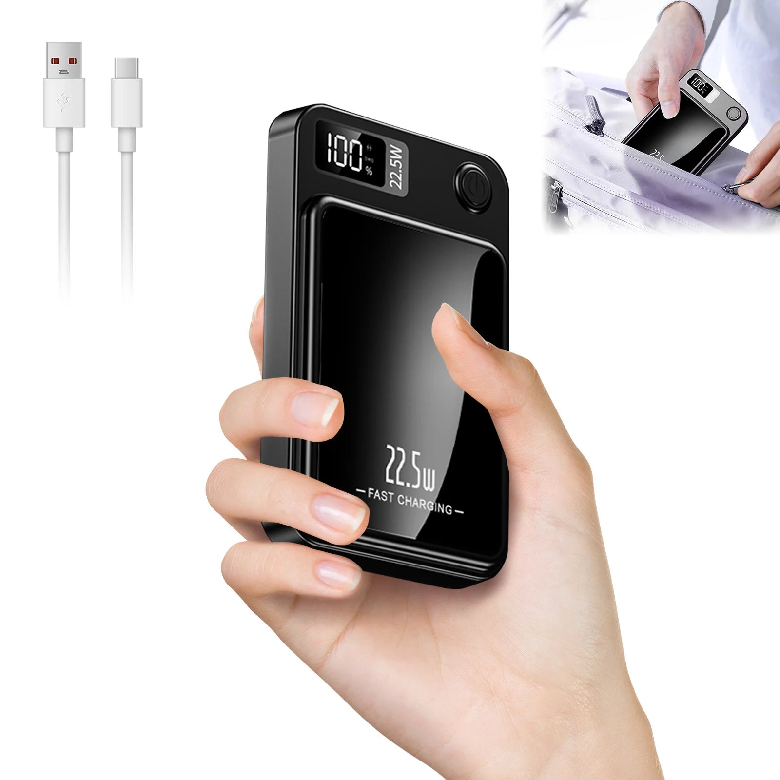 Wireless Power Bank 2-in-1 Magnetic 10000mAh Portable Charger Fast Charging 22.5W LED Power Display For Iphone Xiaomi Samsung Car Mobile World