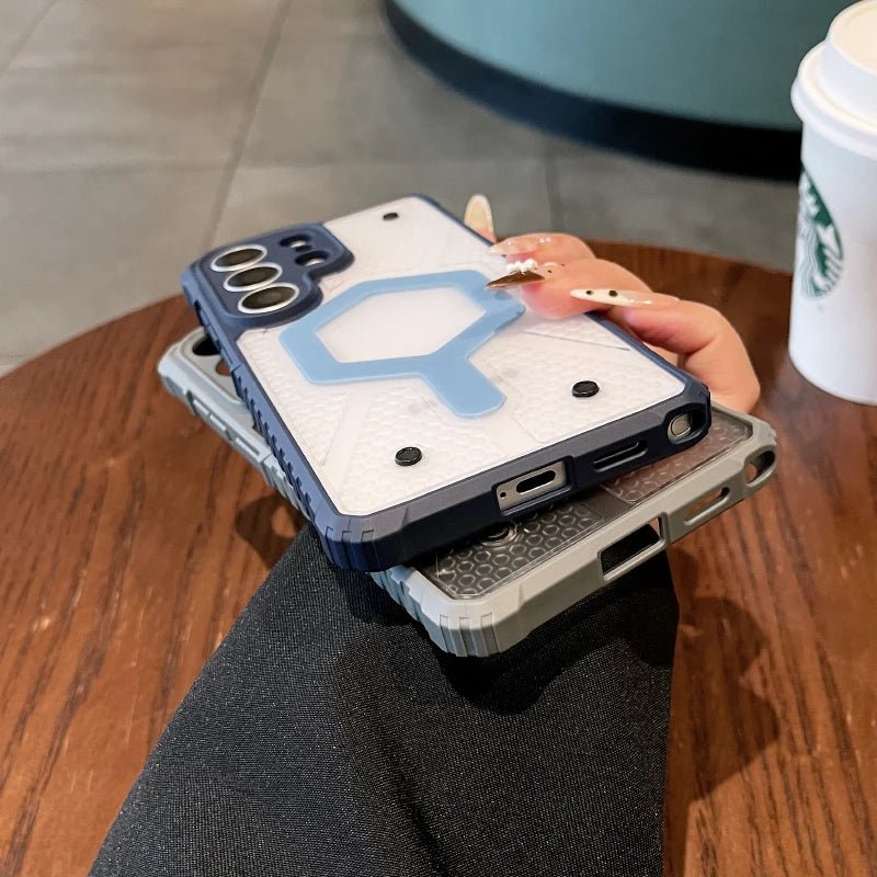 For Samsung Galaxy S26 S23 S24 S25 Ultra Plus FE A17 A27 A36 A37 A56 A57 for Magsafe Four Corner Anti Drop Magnetic Phone Case