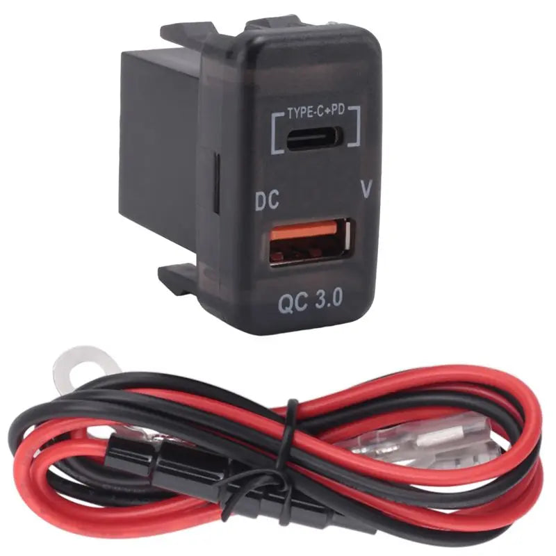 Upgraded Car Fast Adapter QC3.0 Dual USB Quick Socket With Voltmeter For Toyota Land Cruiser Hilux Prado FJ