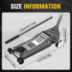 3T Dual Pumps Hydraulic Lift with Big Wheels Adjustable Off Road Jack Rust Proof For Small Cars & Trucks CM World
