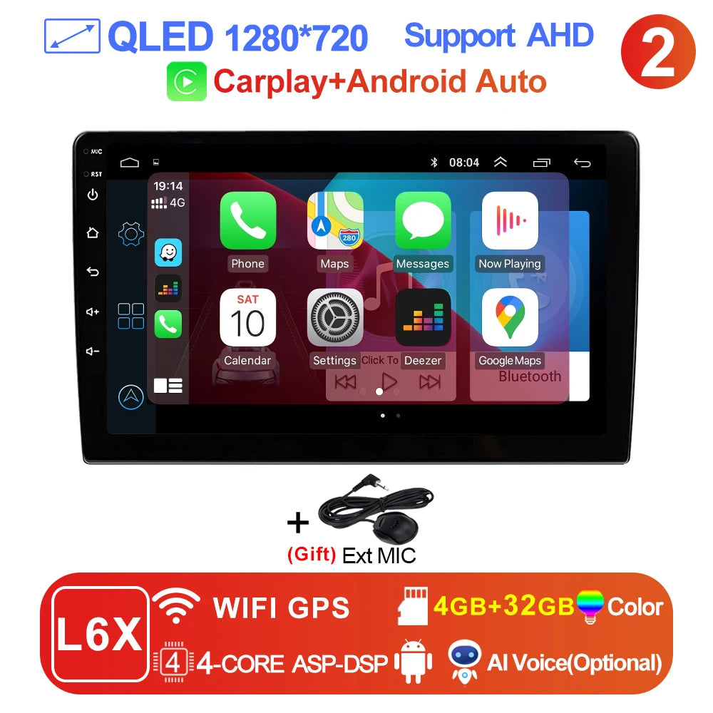 LEHX 9 inch Wireless Carplay 2din Android 15 Car Radio Multimedia Video Player Universal GPS Navigation 4G WiFi  AutoRadio CM World