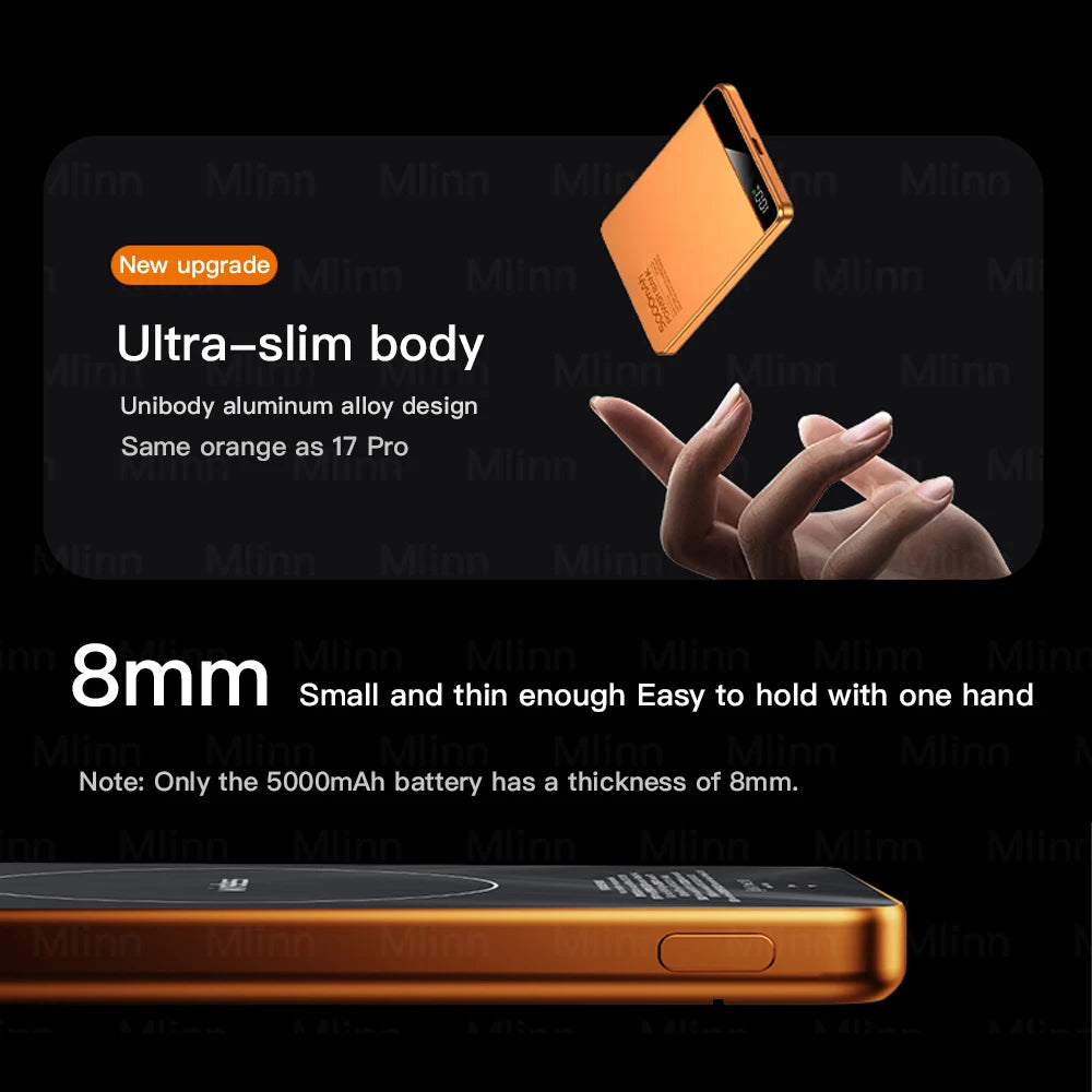 10000mAh Ultra Slim Power Bank for MagSafe,Magnetic Wireless 20W Fast Charging CCC Portable Battery For iPhone Samsung iWatch Car Mobile World