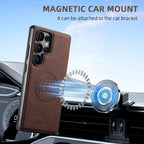 SUTENI Luxury Faux Leather Phone Case Magnet Wireless Charging Frosted Feel For Samsung S26Ultra S25Plus S24 S23 S22 Note20