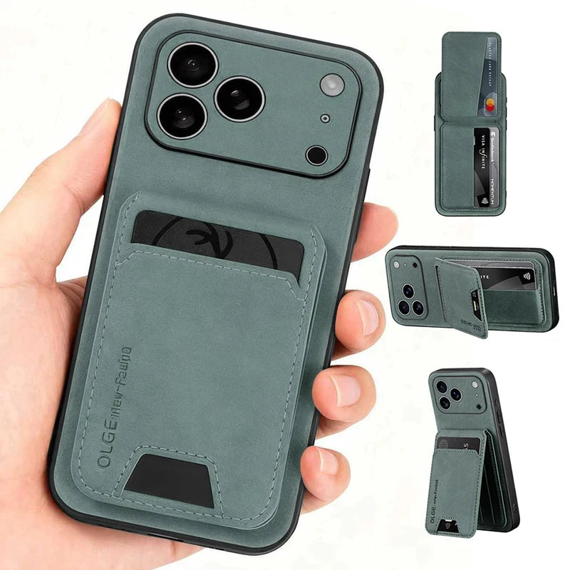 Two-Piece Set（Phone case and card holder）Luxury Synthetic Leather Card Holder Phone Case，Applicable iPhone 17 16 E 15 13 14 Pro