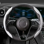1/2PCS Laser Carbon Fiber Silicone Car Steering Wheel Cover 1K Micro Fiber Leather PVC Wheel Booster Cover Non-Slip Universal