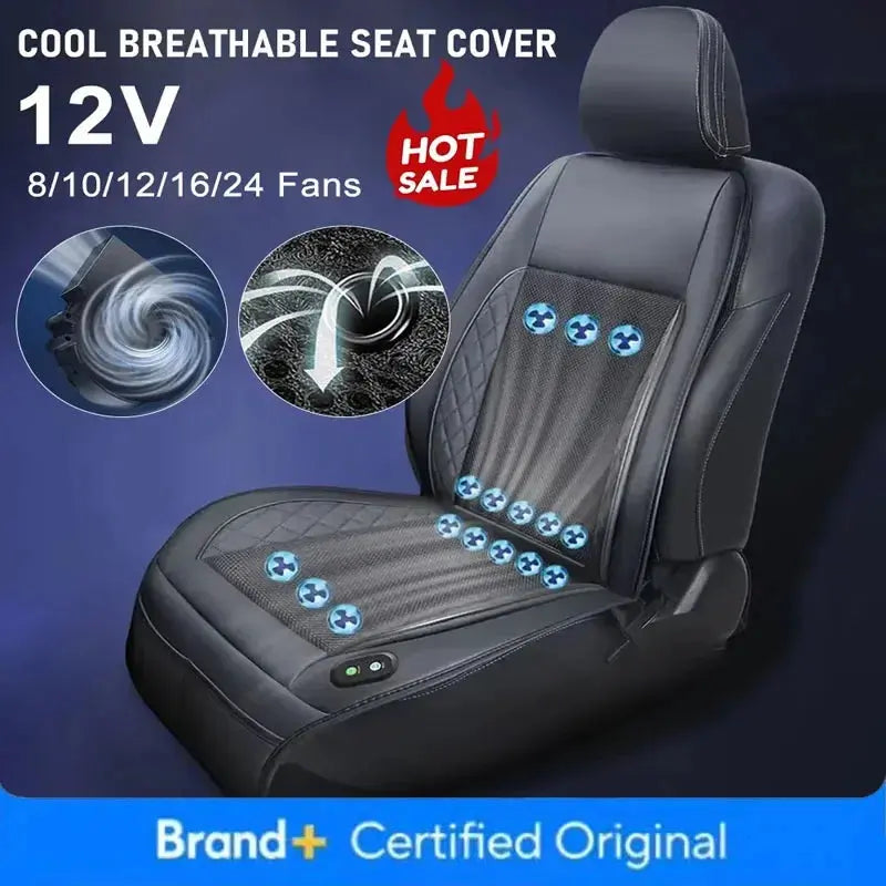 12V Universal Cooling Ventilating Seat Cover 8-24 Fan Car Seat Cover USB Summer Cool Breathable Seat Cover Auto Accessorie Amagi Car Mobile World