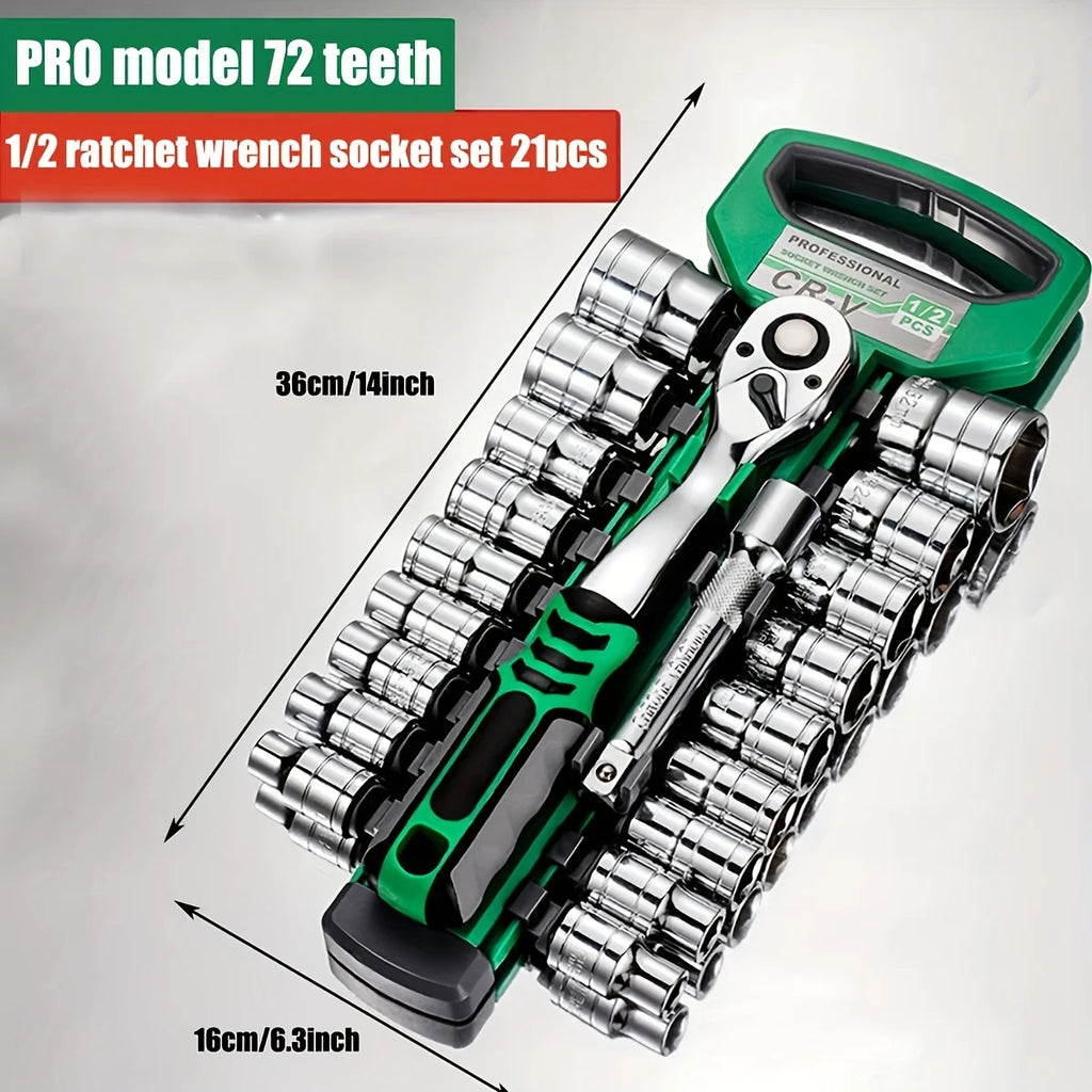 72Drive Socket Set 1/4"-3/8"-1/2", Ratchet Wrench Sockets Compact Sockets for Car Repair Mechanic Tool for Auto Repair