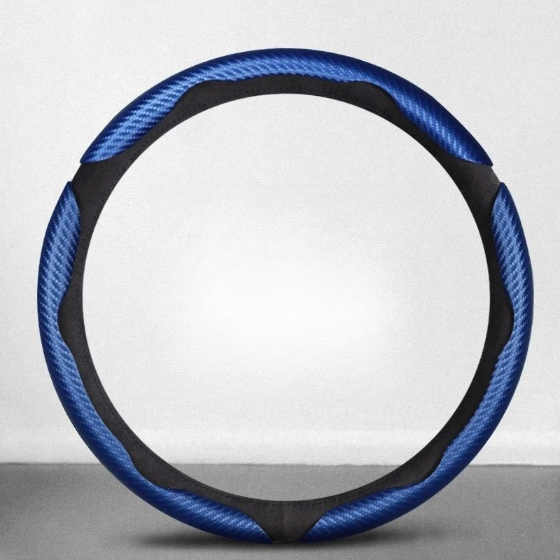2/3pcs Laser Carbon Fiber Silicone Car Round Steering Wheel Cover Fiber Leather Wheel Booster Auto Cover Non-Slip Universal part
