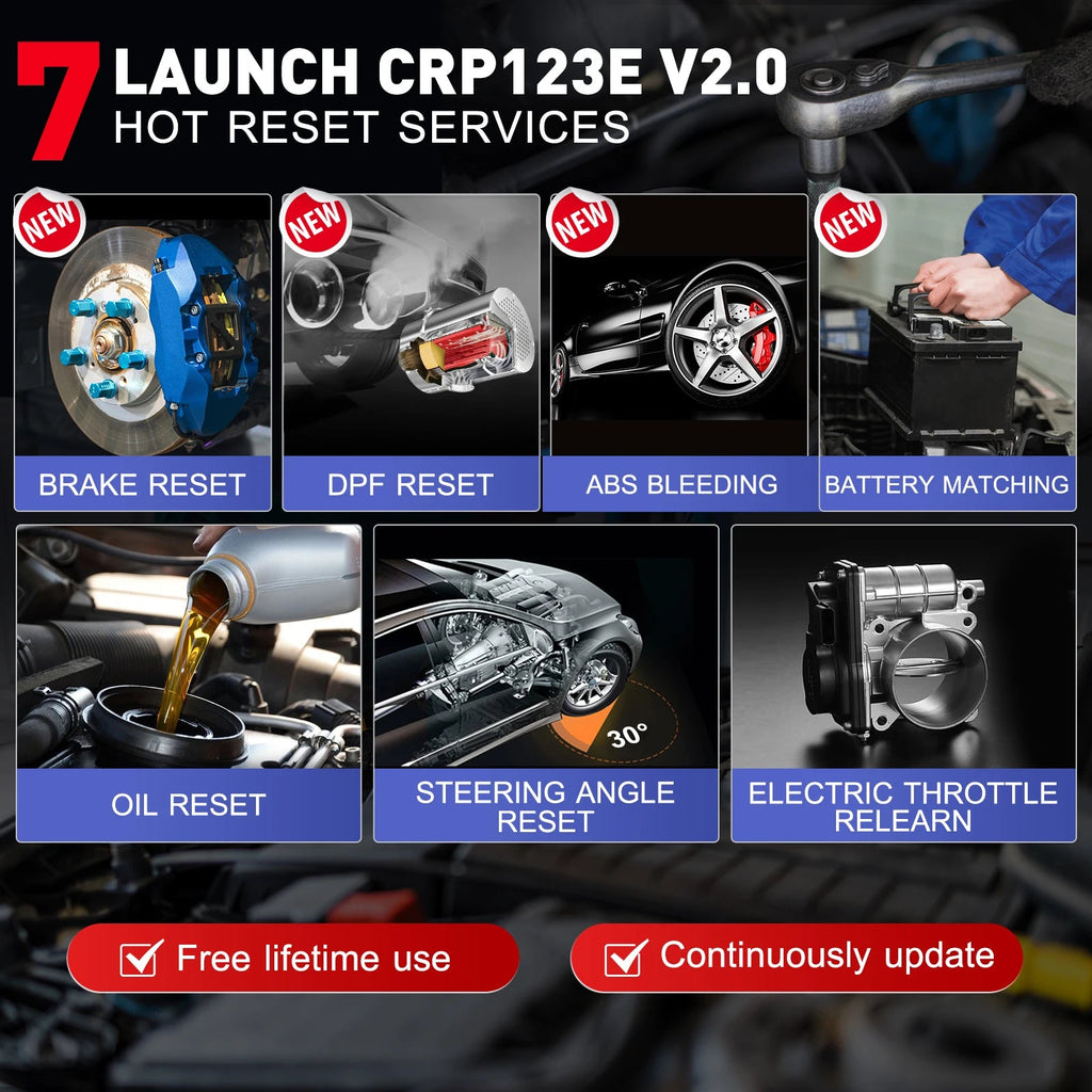 LAUNCH X431 CRP123E V3.0 OBD2 Scanner ENG ABS Airbag SRS AT Auto Diagnostic Tool 7 Reset Code Reader Automotive tools PK CRP123 Car Mobile World