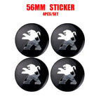 4Pcs 56mm Car Wheel Center Hub Caps Badge Sticker Decals For Peugeot 407 508 2008 5008 307 308 206 207 3008 Auto Accessories