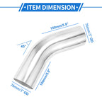 UXCELL Aluminum Alloy Tube OD 63mm 70mm 76mm 102mm Intercooler Pipe 45 90 Degree Air Intake Tube Silver for Car Air Intake Tube